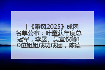 《乘风2025》成团名单公布：叶童获年度总冠军，李晟、吴宣仪等10位姐姐成功成团，陈德容获年度高光人物