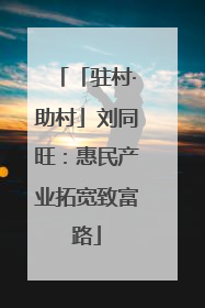 「驻村·助村」刘同旺：惠民产业拓宽致富路
