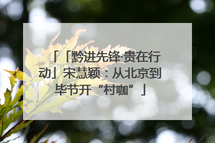 「黔进先锋·贵在行动」宋慧颖：从北京到毕节开“村咖”