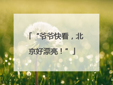 “爷爷快看，北京好漂亮！”