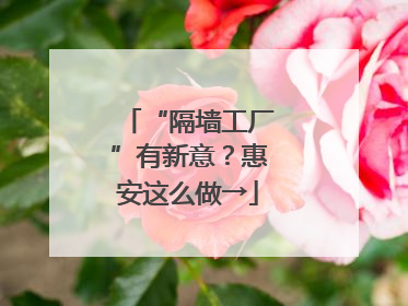 “隔墙工厂”有新意？惠安这么做→