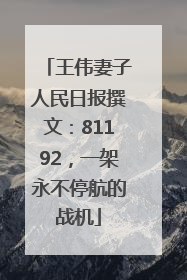 王伟妻子人民日报撰文：81192，一架永不停航的战机