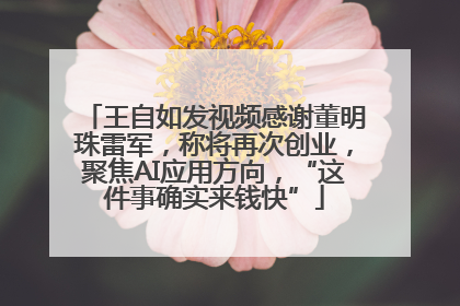 王自如发视频感谢董明珠雷军，称将再次创业，聚焦AI应用方向，“这件事确实来钱快”