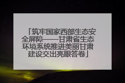 筑牢国家西部生态安全屏障——甘肃省生态环境系统推进美丽甘肃建设交出亮眼答卷