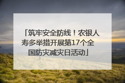 筑牢安全防线！农银人寿多举措开展第17个全国防灾减灾日活动