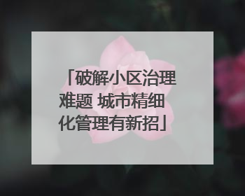 破解小区治理难题 城市精细化管理有新招