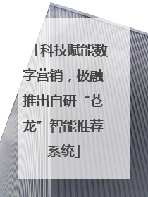 科技赋能数字营销，极融推出自研“苍龙”智能推荐系统