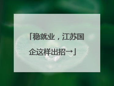 稳就业，江苏国企这样出招→