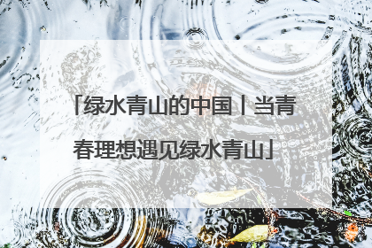 绿水青山的中国丨当青春理想遇见绿水青山