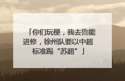 你们玩梗，我去鲁能进修，徐州队要以中超标准踢“苏超”
