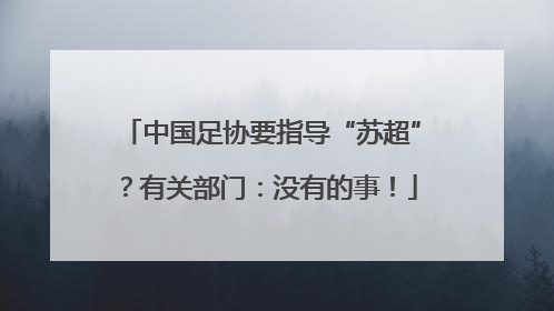 中国足协要指导“苏超”？有关部门：没有的事！