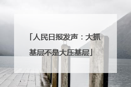 人民日报发声：大抓基层不是大压基层