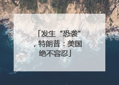 发生“恐袭”，特朗普：美国绝不容忍