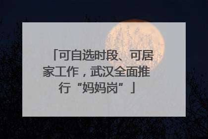 可自选时段、可居家工作，武汉全面推行“妈妈岗”