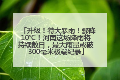 升级！特大暴雨！骤降10℃！河南这场降雨将持续数日，最大雨量或破300毫米极端纪录