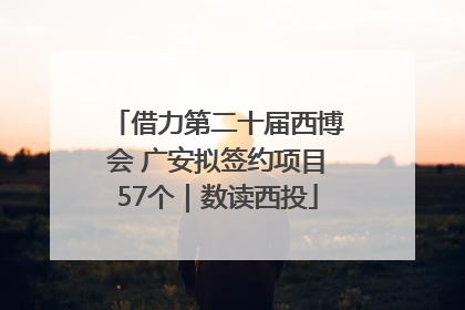 借力第二十届西博会 广安拟签约项目57个｜数读西投