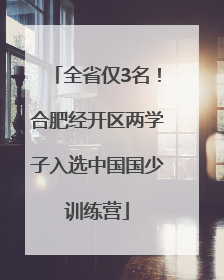 全省仅3名！合肥经开区两学子入选中国国少训练营