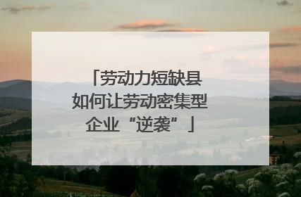 劳动力短缺县 如何让劳动密集型企业“逆袭”