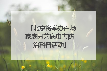 北京将举办百场家庭园艺病虫害防治科普活动