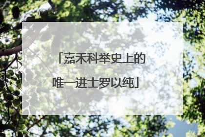 嘉禾科举史上的唯一进士罗以纯