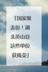 国家级表彰！湖北英山县这些单位获殊荣