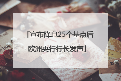 宣布降息25个基点后 欧洲央行行长发声