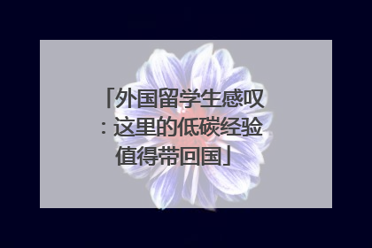 外国留学生感叹：这里的低碳经验值得带回国