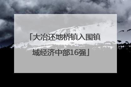 大冶还地桥镇入围镇域经济中部16强