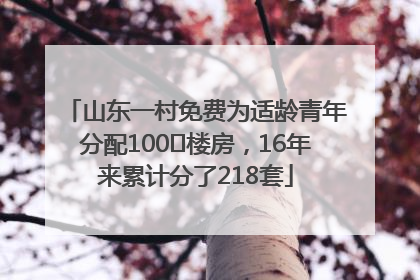 山东一村免费为适龄青年分配100㎡楼房，16年来累计分了218套