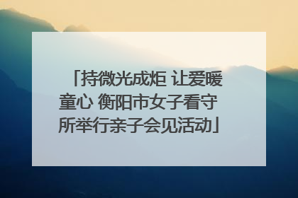 持微光成炬 让爱暖童心 衡阳市女子看守所举行亲子会见活动