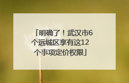 明确了！武汉市6个远城区享有这12个事项定价权限