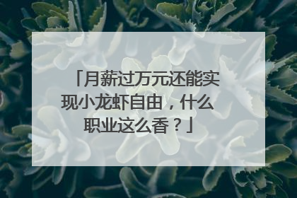 月薪过万元还能实现小龙虾自由，什么职业这么香？