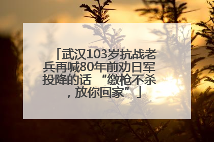 武汉103岁抗战老兵再喊80年前劝日军投降的话 “缴枪不杀，放你回家”