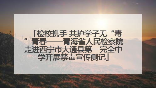 检校携手 共护学子无“毒”青春——青海省人民检察院走进西宁市大通县第一完全中学开展禁毒宣传侧记