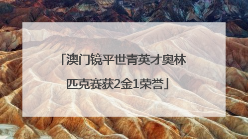 澳门镜平世青英才奥林匹克赛获2金1荣誉