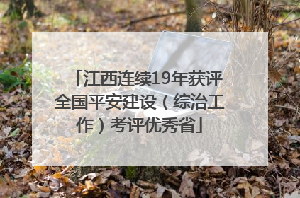 江西连续19年获评全国平安建设（综治工作）考评优秀省