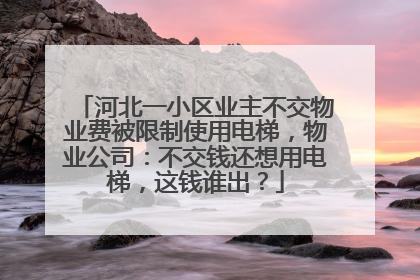 河北一小区业主不交物业费被限制使用电梯，物业公司：不交钱还想用电梯，这钱谁出？