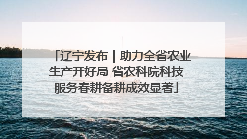 辽宁发布｜助力全省农业生产开好局 省农科院科技服务春耕备耕成效显著