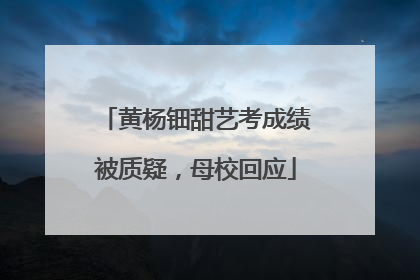 黄杨钿甜艺考成绩被质疑，母校回应