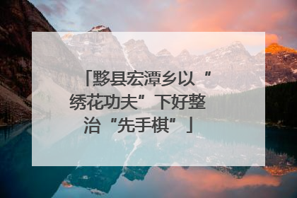 黟县宏潭乡以“绣花功夫”下好整治“先手棋”