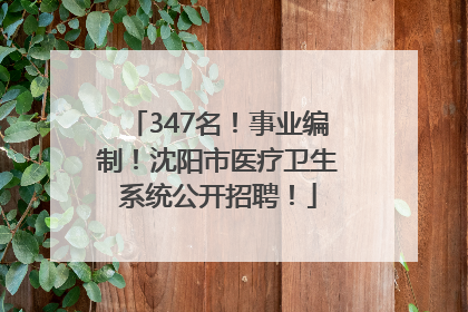 347名！事业编制！沈阳市医疗卫生系统公开招聘！