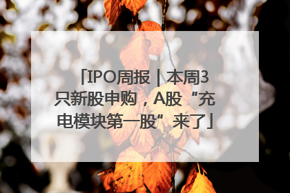 IPO周报｜本周3只新股申购，A股“充电模块第一股”来了